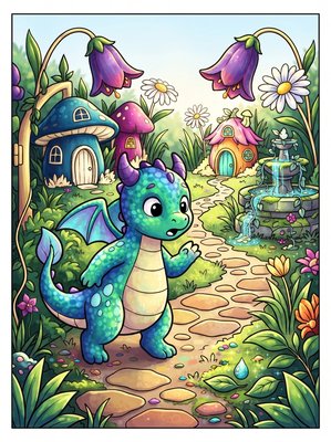 Finished example of the Color by Number page: Forgotten Fairy Garden