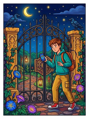 Finished example of the Color by Number page: Midnight Gate
