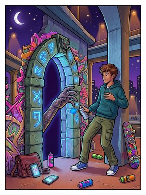 Finished example of the Color by Number page: Stone Hand