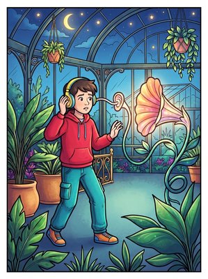 Finished example of the Color by Number page: Listening Vine