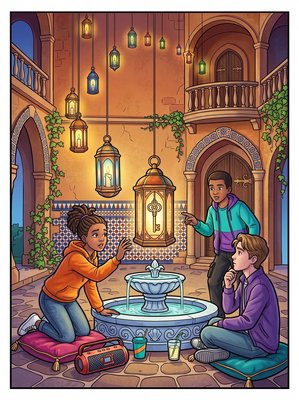 Finished example of the Color by Number page: Floating Lantern