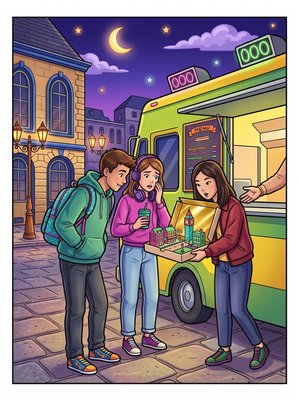 Finished example of the Color by Number page: Impossible Takeout