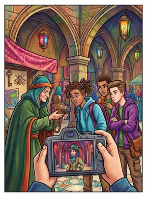 Finished example of the Color by Number page: Midnight Market