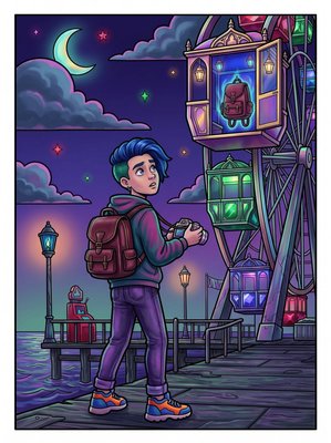 Finished example of the Color by Number page: Forgotten Pier