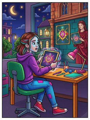 Finished example of the Color by Number page: Ancient Design