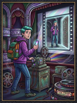 Finished example of the Color by Number page: The Old Cinema