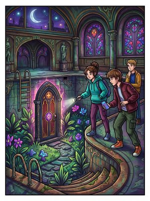 Finished example of the Color by Number page: Garden Door