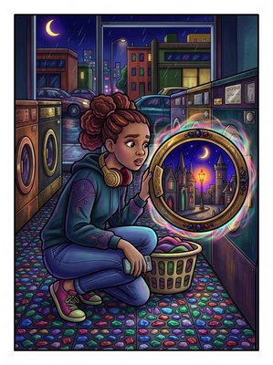 Finished example of the Color by Number page: Laundry World