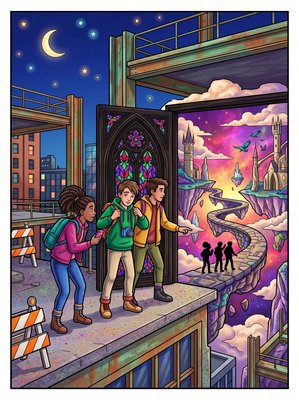Finished example of the Color by Number page: Door Above the City