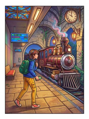 Finished example of the Color by Number page: Lost in Time