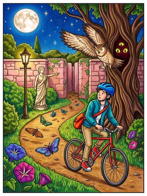 Finished example of the Color by Number page: Moon Garden