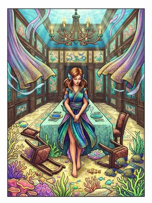 Finished example of the Color by Number page: The Abandoned Celebration Hall