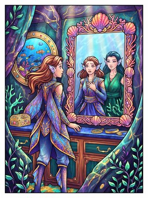 Finished example of the Color by Number page: The Captain's Daughter's Mirror