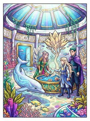 Finished example of the Color by Number page: The Secret Shipboard Garden