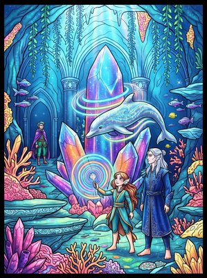 Finished example of the Color by Number page: The Crystal Grotto