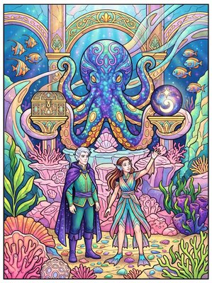Finished example of the Color by Number page: The Stone Octopus Treasure