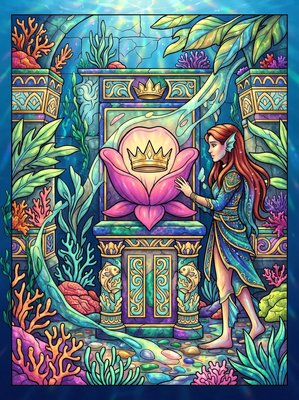 Finished example of the Color by Number page: The Crown Without a Ruler