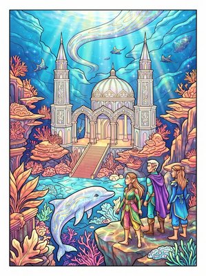 Finished example of the Color by Number page: The First View of the Sunken Palace