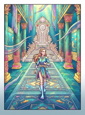 Finished example of the Color by Number page: The Empty Throne Hall
