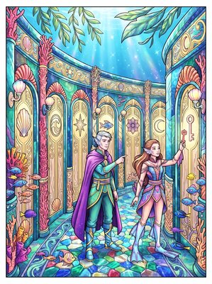Finished example of the Color by Number page: The Corridor of Seven Doors