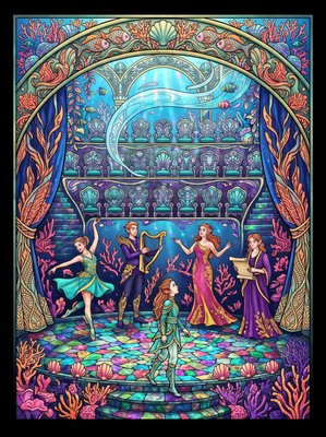 Finished example of the Color by Number page: The Flooded Royal Theater