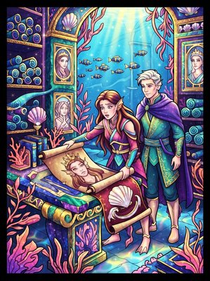 Finished example of the Color by Number page: The Archive of the Last Queen