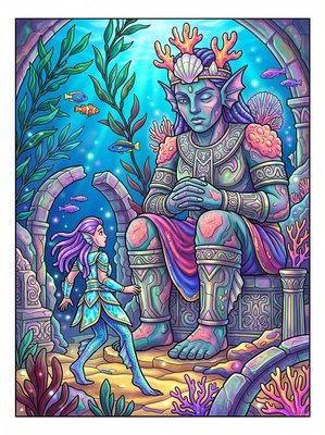 Finished example of the Color by Number page: The Awakening Stone Guardian