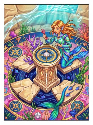 Finished example of the Color by Number page: The Compass of the Depths
